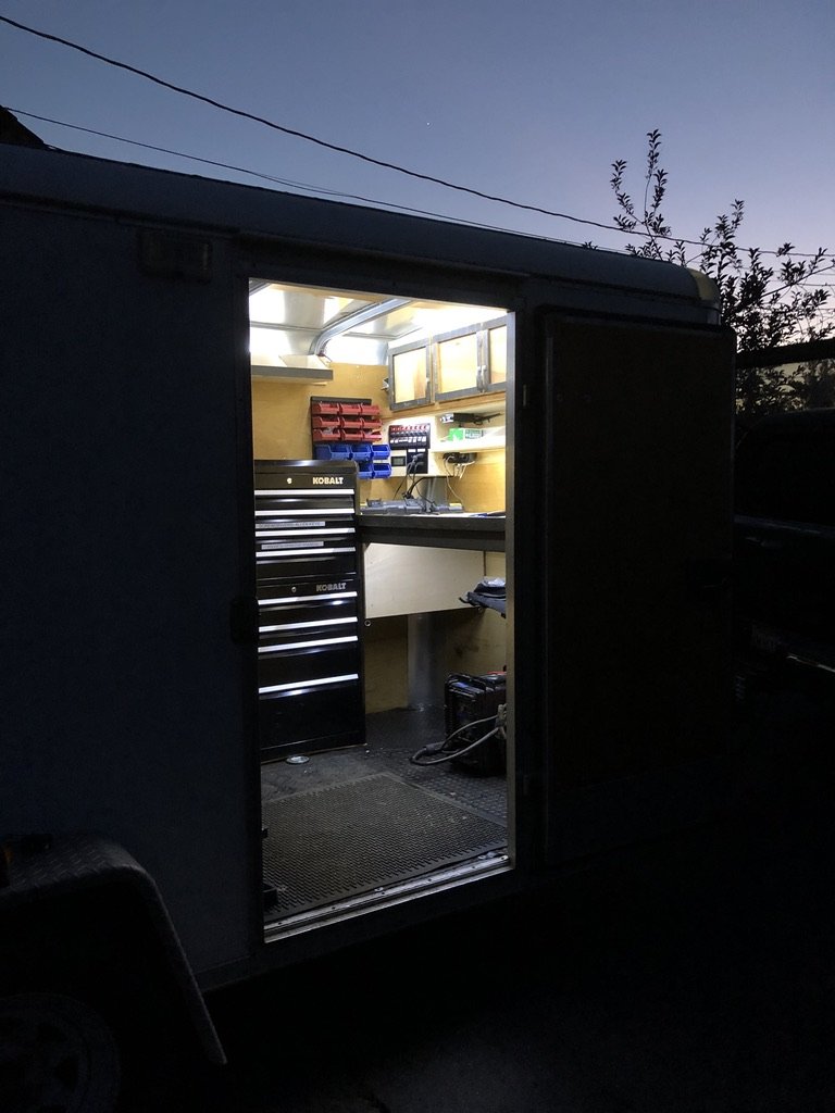V2 at night looking through the ramp door