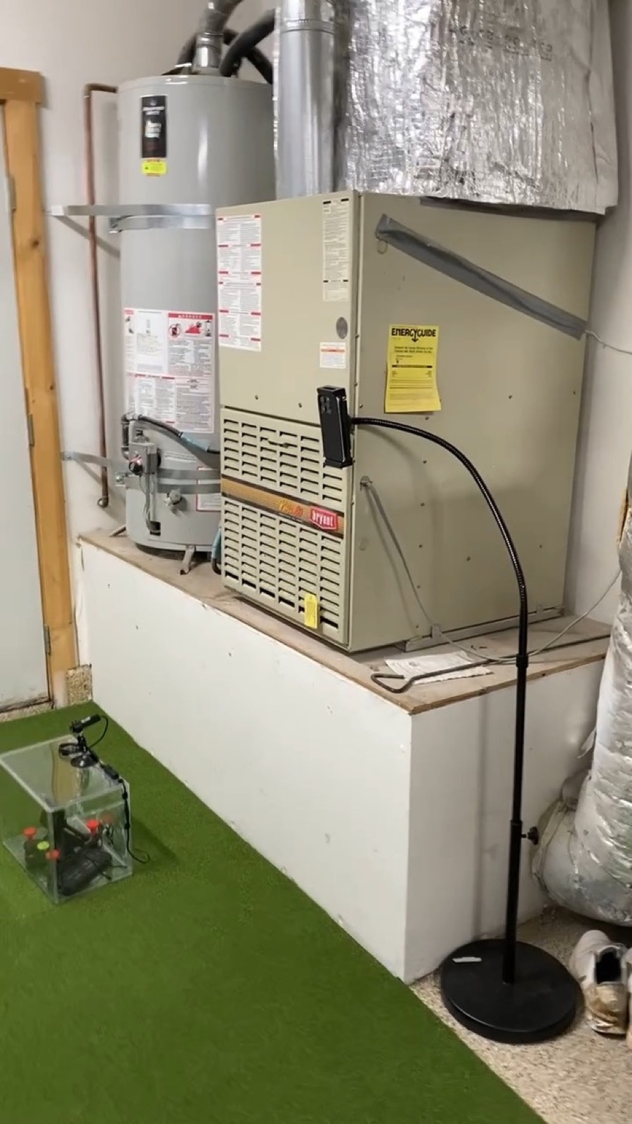 V2 adjacent garage mech room - water heater + furnace