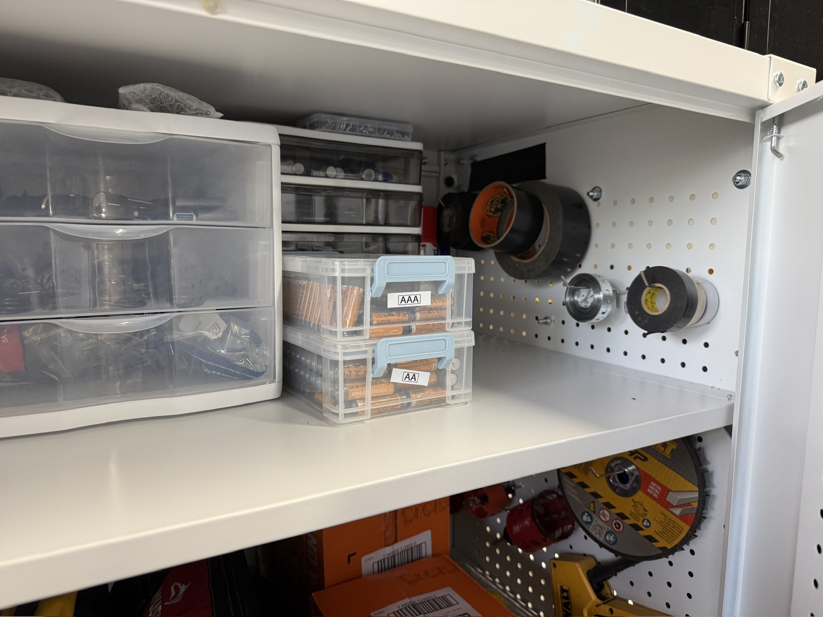 Detail of the DeWalt ToughSystem stack and adjacent storage