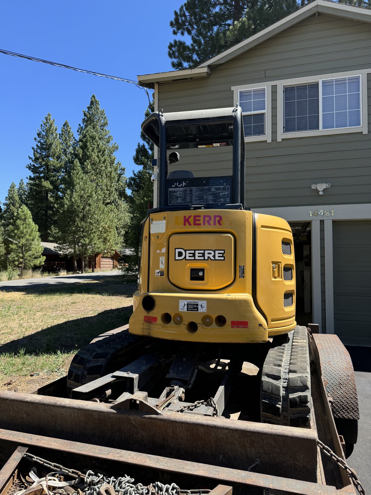 John Deere 35G excavator parked at the Truckee site, August 2024