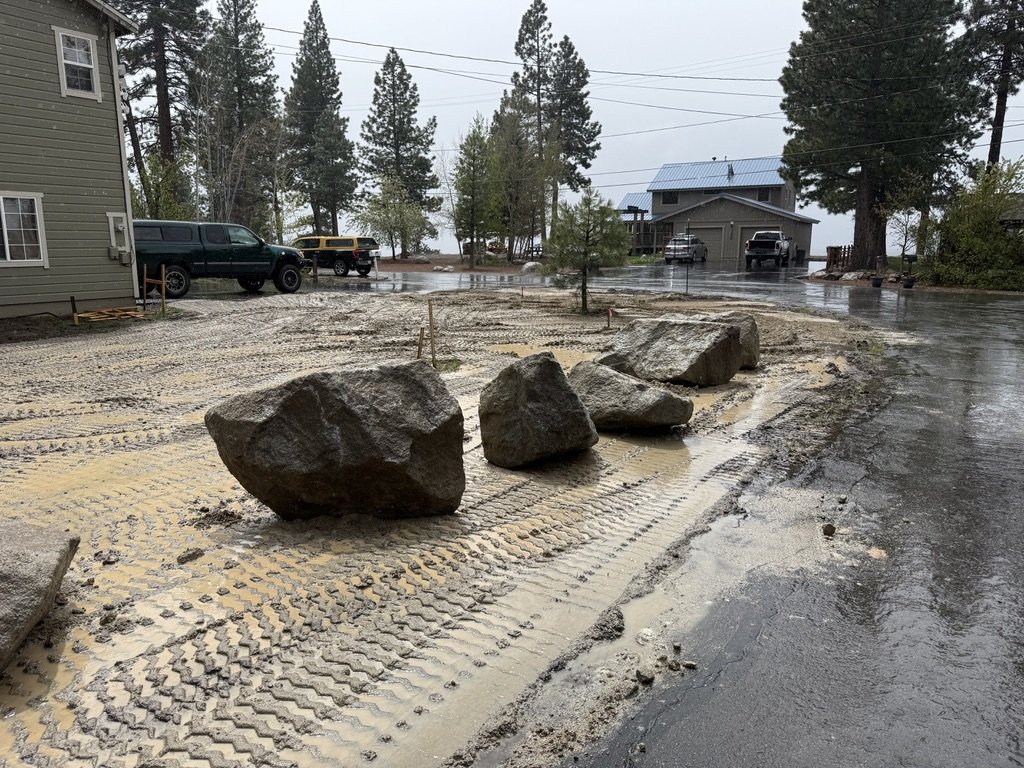 First boulder positioned at the work site