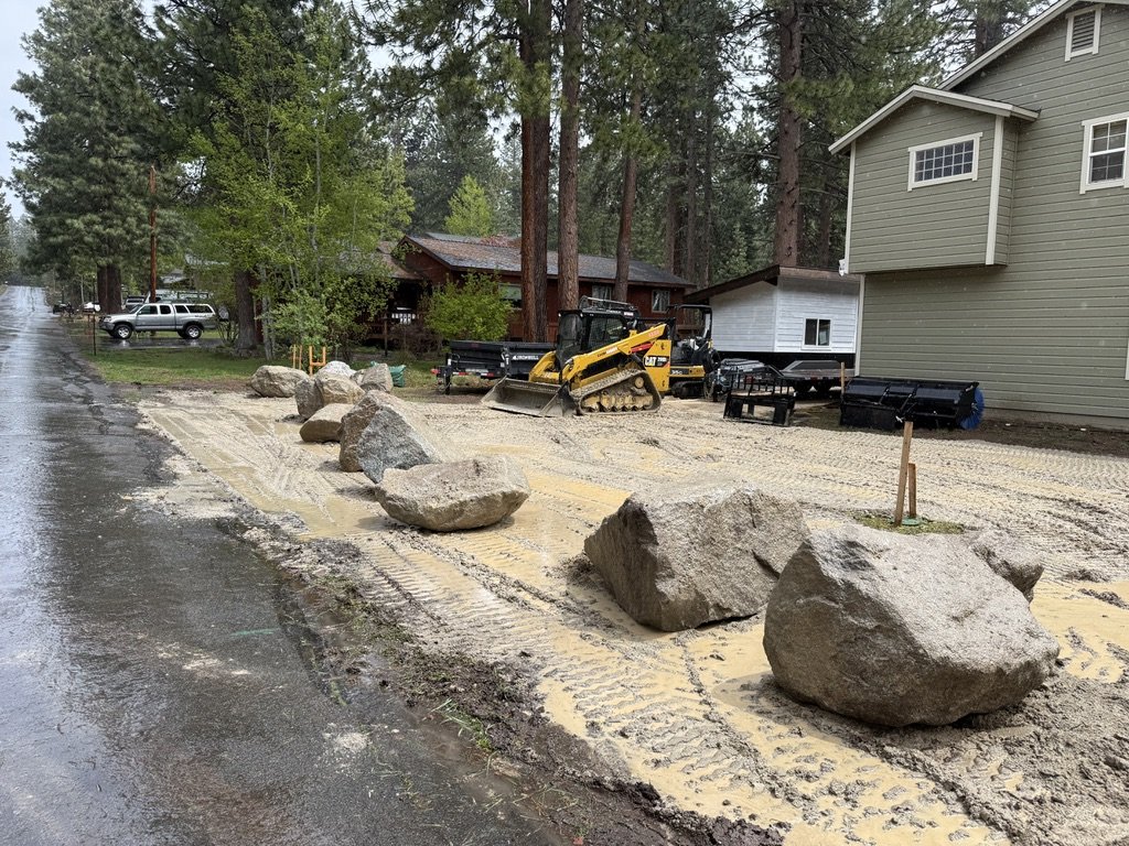 More boulders staged near the worksite