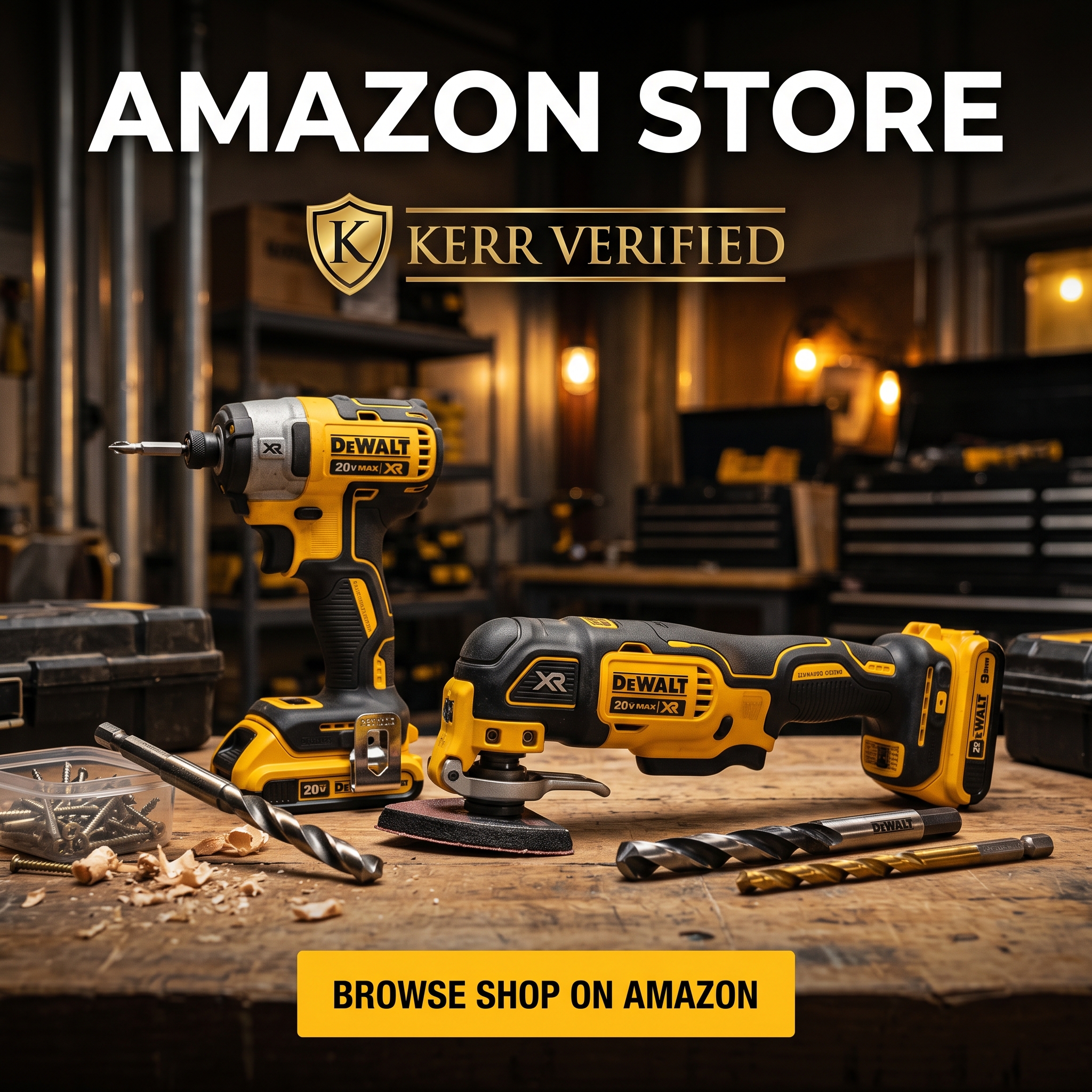 Kerr Verified Storefront — DeWalt tools on workshop bench