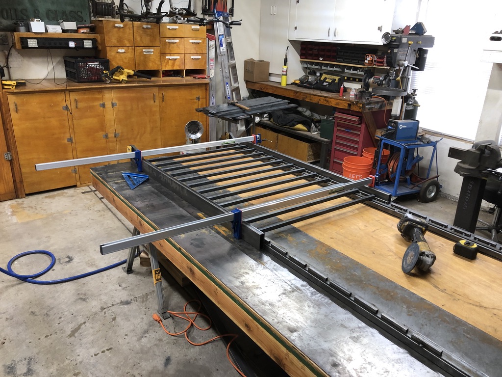 Custom metal fabrication in the CC Welding shop, Reno NV — material stock, jigs, fixtures and work in progress (photo 238 of 383)