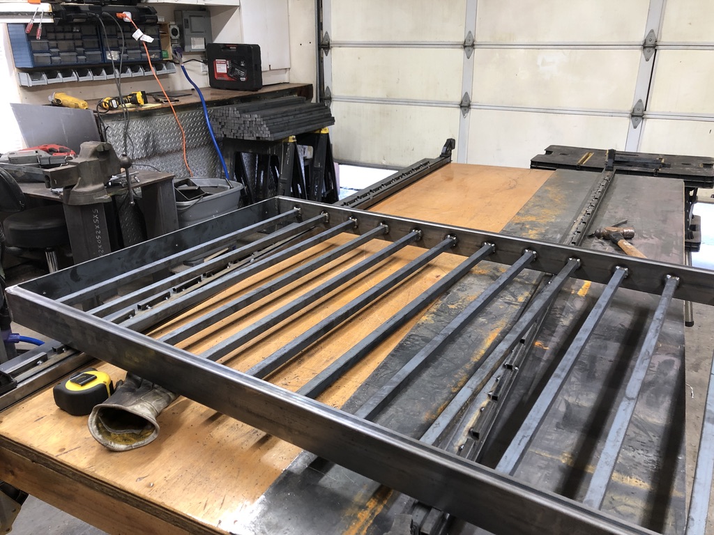 Custom metal fabrication in the CC Welding shop, Reno NV — material stock, jigs, fixtures and work in progress (photo 240 of 383)