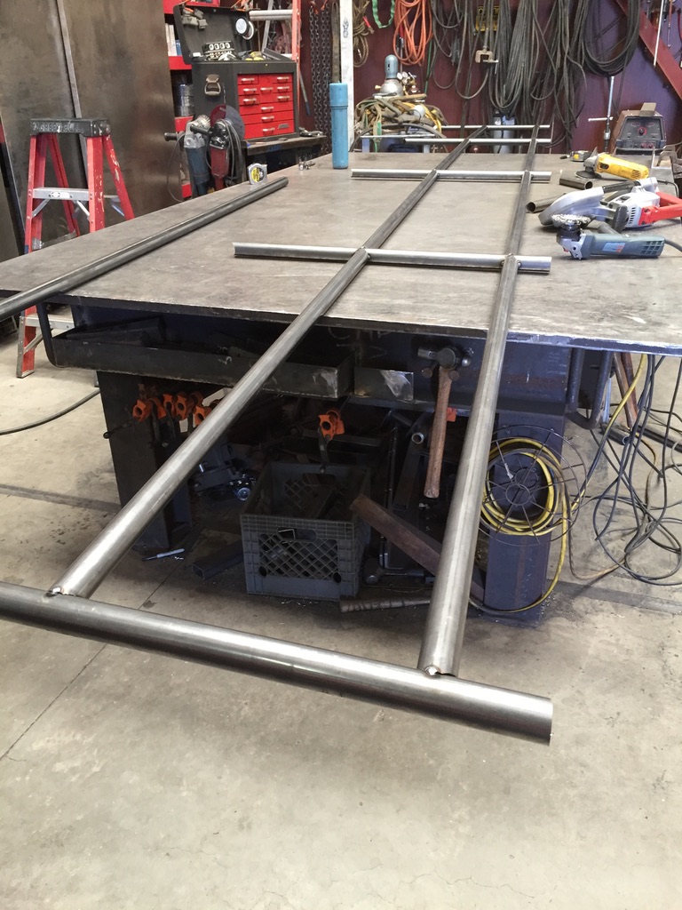 Custom metal fabrication in the CC Welding shop, Reno NV — material stock, jigs, fixtures and work in progress (photo 358 of 383)