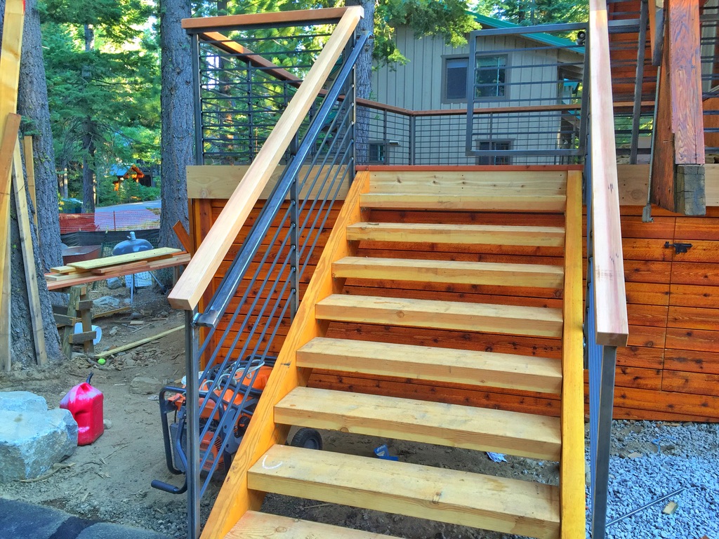 Custom railing and balustrade fabrication by CC Welding — stone-step handrails, cable rail and picket panels for Tahoe homes (photo 18 of 152)