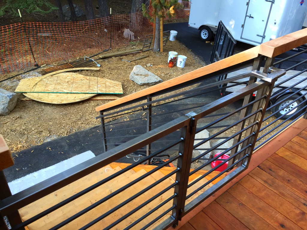 Custom railing and balustrade fabrication by CC Welding — stone-step handrails, cable rail and picket panels for Tahoe homes (photo 21 of 152)