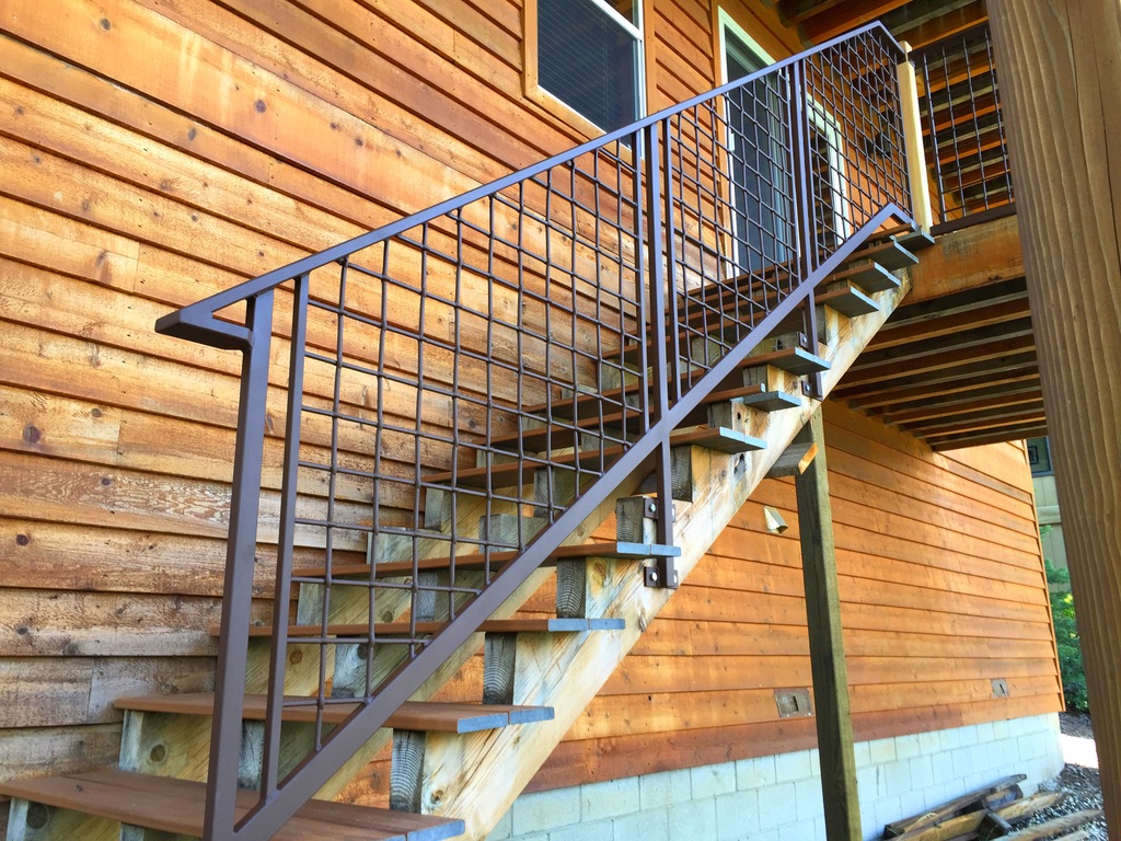 Custom railing and balustrade fabrication by CC Welding — stone-step handrails, cable rail and picket panels for Tahoe homes (photo 23 of 152)