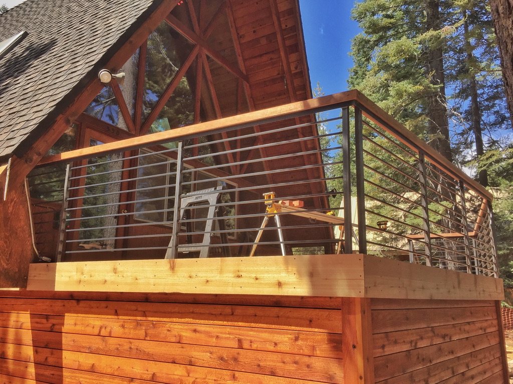 Custom railing and balustrade fabrication by CC Welding — stone-step handrails, cable rail and picket panels for Tahoe homes (photo 24 of 152)