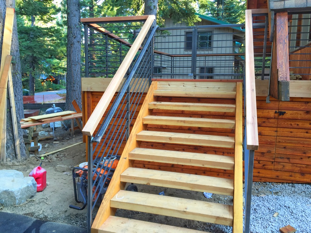 Custom railing and balustrade fabrication by CC Welding — stone-step handrails, cable rail and picket panels for Tahoe homes (photo 25 of 152)