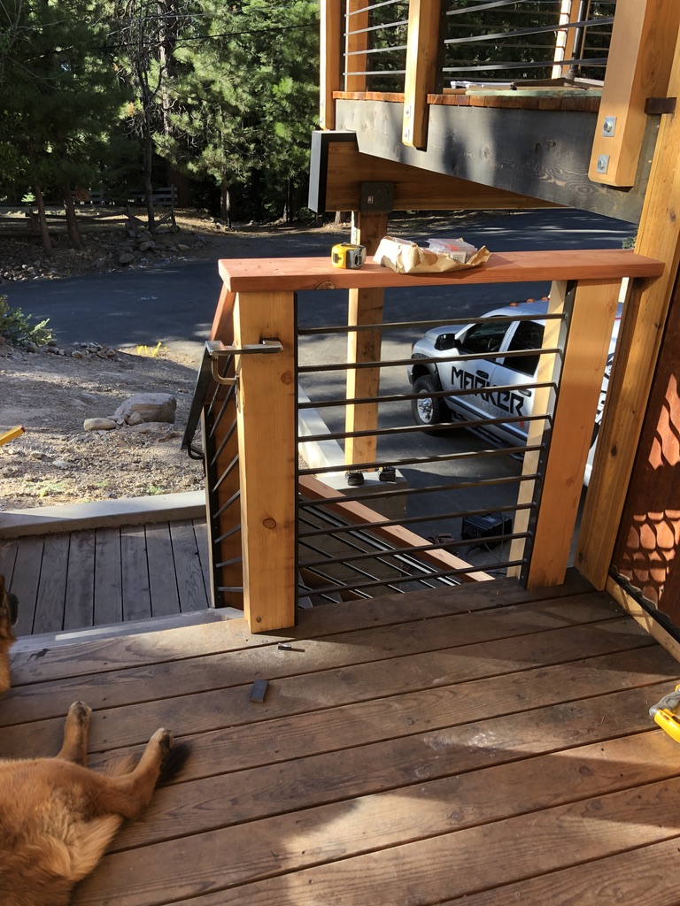 Custom railing and balustrade fabrication by CC Welding — stone-step handrails, cable rail and picket panels for Tahoe homes (photo 41 of 152)