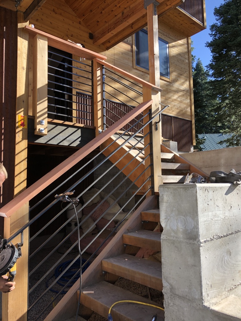 Custom railing and balustrade fabrication by CC Welding — stone-step handrails, cable rail and picket panels for Tahoe homes (photo 52 of 152)