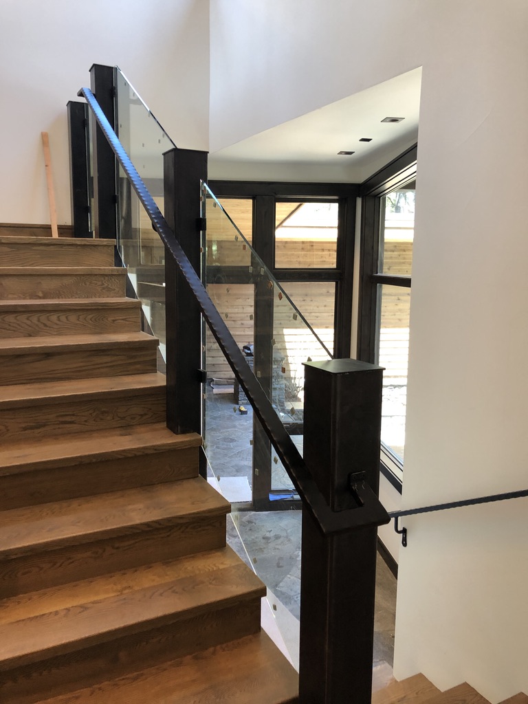 Custom railing and balustrade fabrication by CC Welding — stone-step handrails, cable rail and picket panels for Tahoe homes (photo 94 of 152)