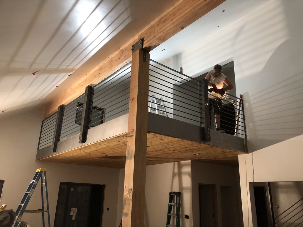 Custom railing and balustrade fabrication by CC Welding — stone-step handrails, cable rail and picket panels for Tahoe homes (photo 119 of 152)