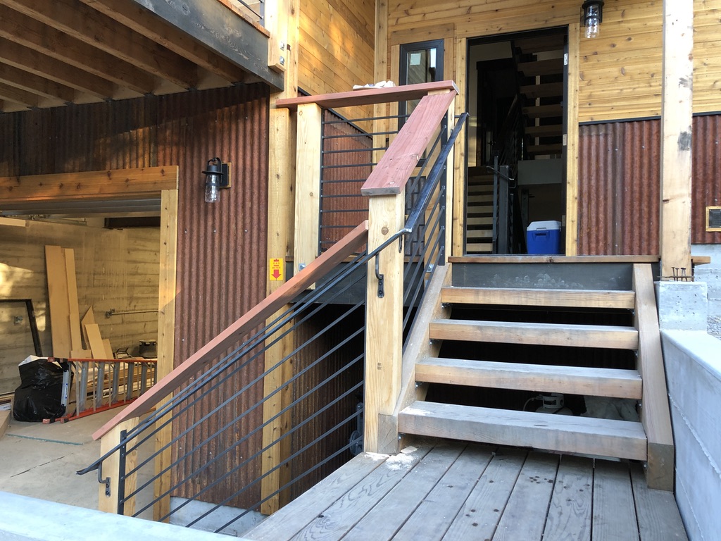 Custom railing and balustrade fabrication by CC Welding — stone-step handrails, cable rail and picket panels for Tahoe homes (photo 135 of 152)