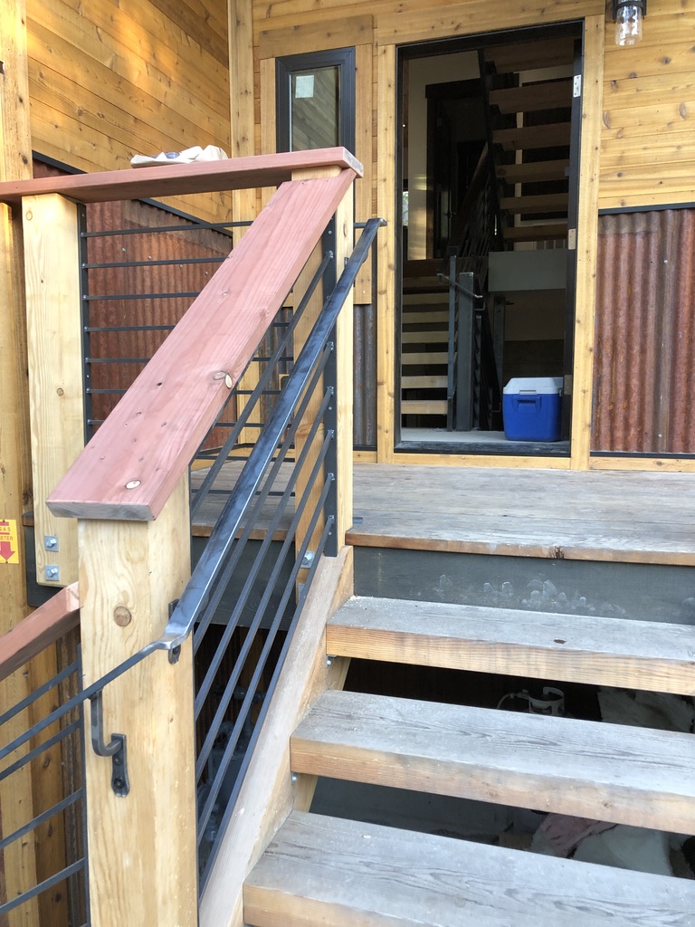 Custom railing and balustrade fabrication by CC Welding — stone-step handrails, cable rail and picket panels for Tahoe homes (photo 136 of 152)