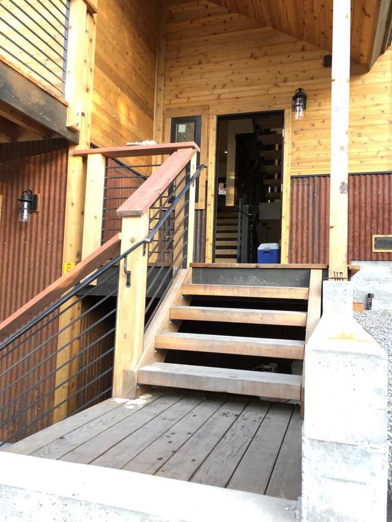 Custom railing and balustrade fabrication by CC Welding — stone-step handrails, cable rail and picket panels for Tahoe homes (photo 138 of 152)