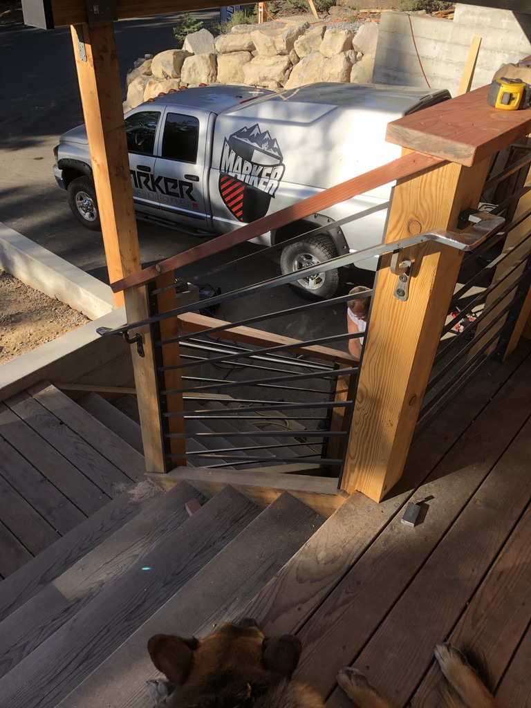 Custom railing and balustrade fabrication by CC Welding — stone-step handrails, cable rail and picket panels for Tahoe homes (photo 139 of 152)