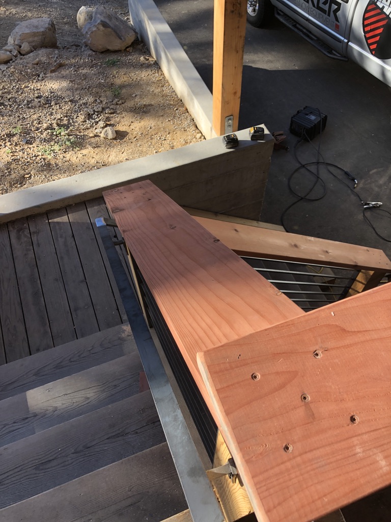 Custom railing and balustrade fabrication by CC Welding — stone-step handrails, cable rail and picket panels for Tahoe homes (photo 142 of 152)