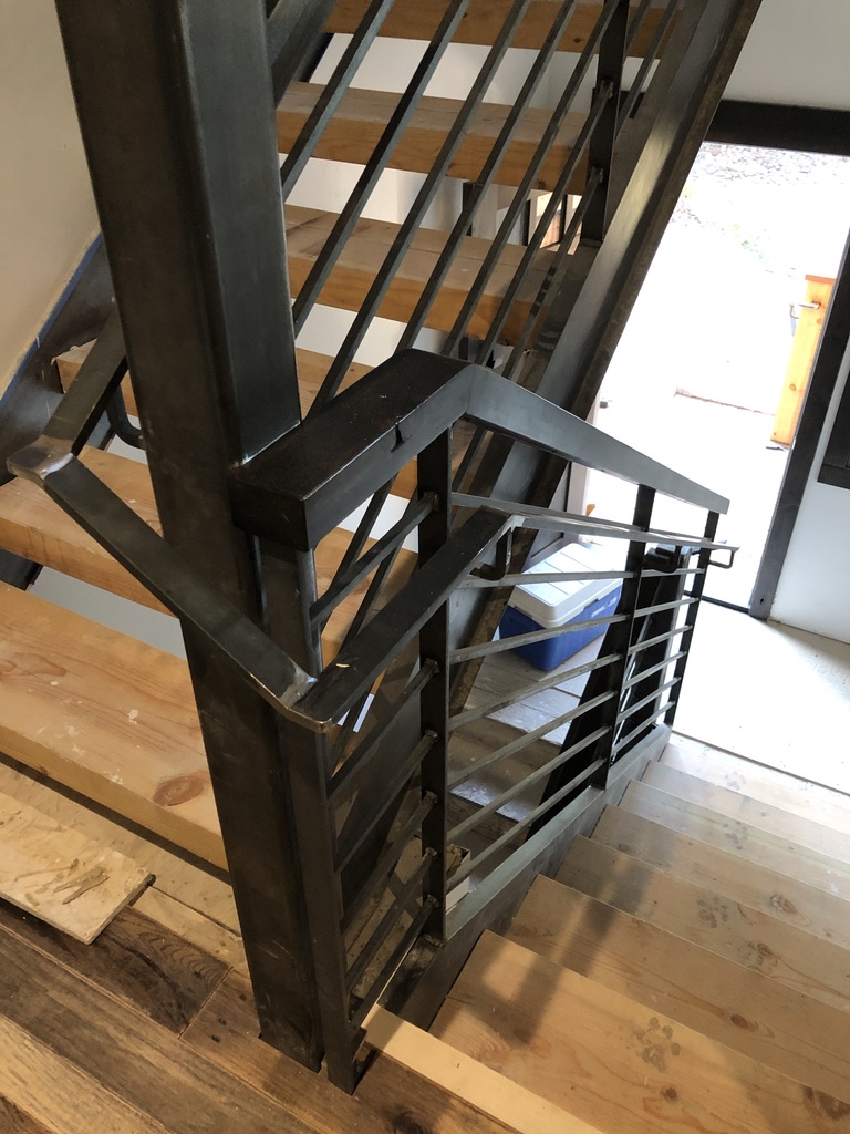 Custom railing and balustrade fabrication by CC Welding — stone-step handrails, cable rail and picket panels for Tahoe homes (photo 144 of 152)