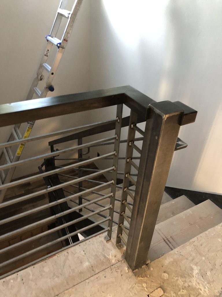 Custom railing and balustrade fabrication by CC Welding — stone-step handrails, cable rail and picket panels for Tahoe homes (photo 150 of 152)